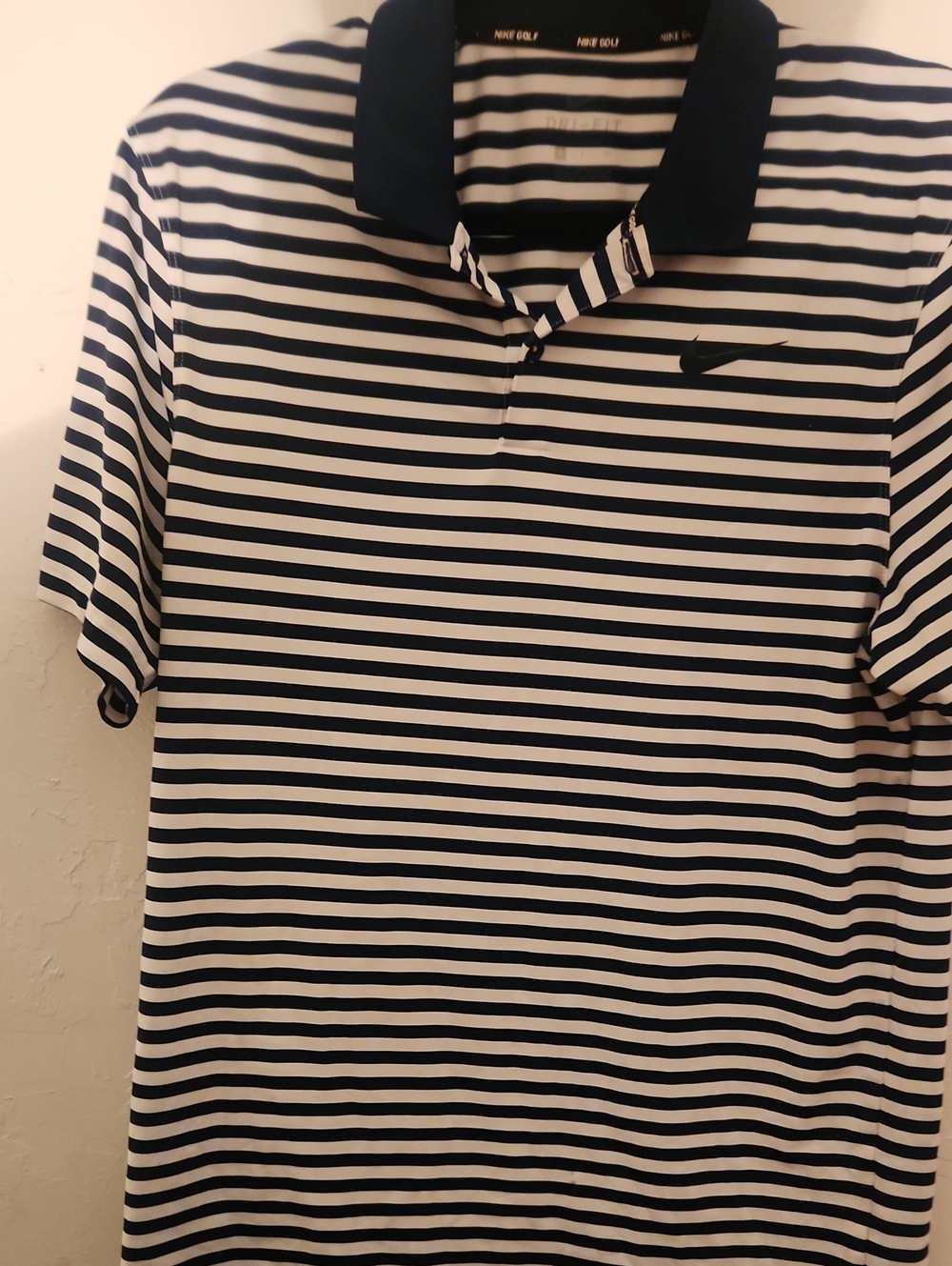 Nike Women’s Striped Polo Top - Navy and White